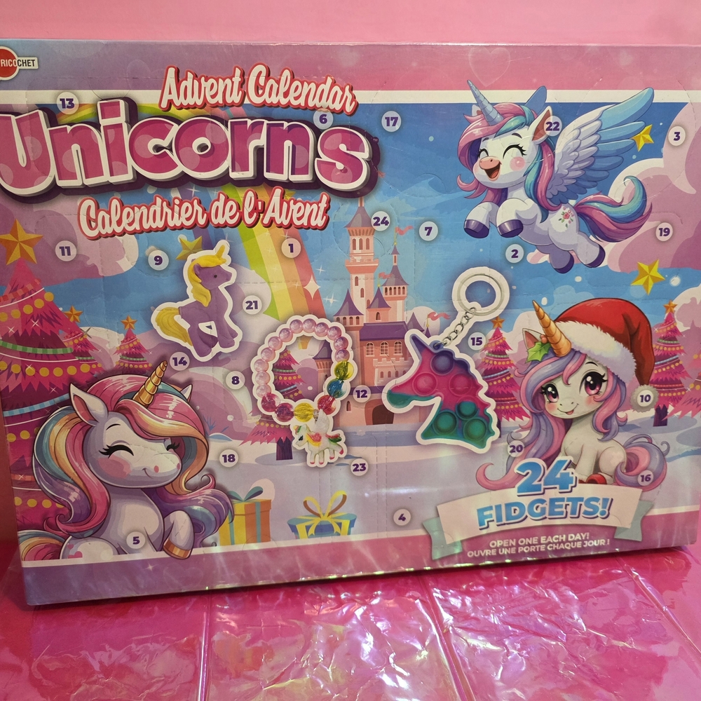 Unicorn Advent Calendar With 24 Unicorn Fidgets Magical Surprises, Girls Toy Set